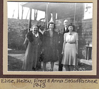Elise Roethlisberger, Helen Roethlisberger, Fred and Anna Stauffacher, 1943.